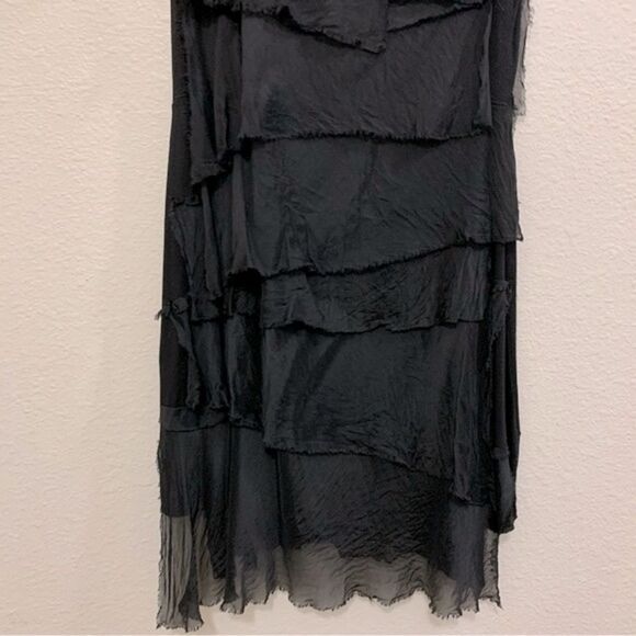 DRESS SILK WOMEN SZ 2/4 FAIRY GOTHIC BLACK STRETCHY SLEEVELESS TANK SILK LAYERS. - Picture 8 of 16